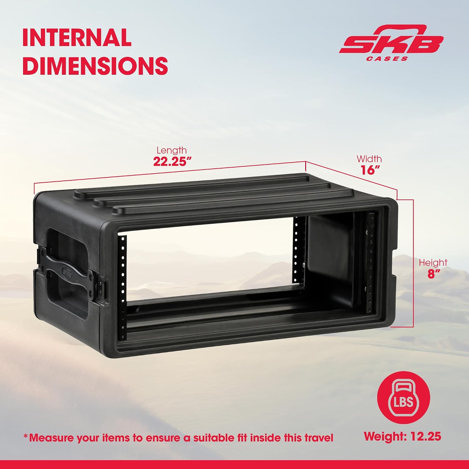 SKB 4U Shallow Roto Rack Case - Durable Polyethylene Gear Protector, Stackable, Waterproof with Twist Latches & Rubber Feet for Musicians, DJs, and A/V Equipment - Secure Transport & Storage Solution