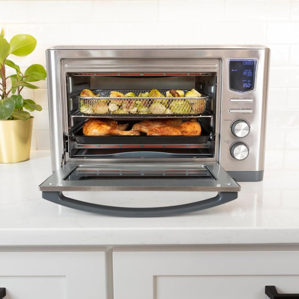 Kenmore Digital 11-In-1 Air Fryer Toaster Oven Combo 26 Qt Convection Rotisserie Dehydrator Bake Broil 1800 Watts 80°-450°F Temp Controls Top & Bottom Heater Adjustments Stainless Steel Large Capacity