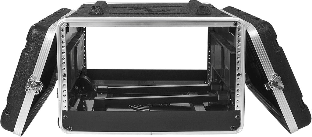 Sound Town Lightweight 6U PA DJ Rack/Road Case with 5U Rack Space, ABS Construction, 19' Depth, Retractable Handle, Wheels and Heavy-Duty Latches (STRC-A6UT)