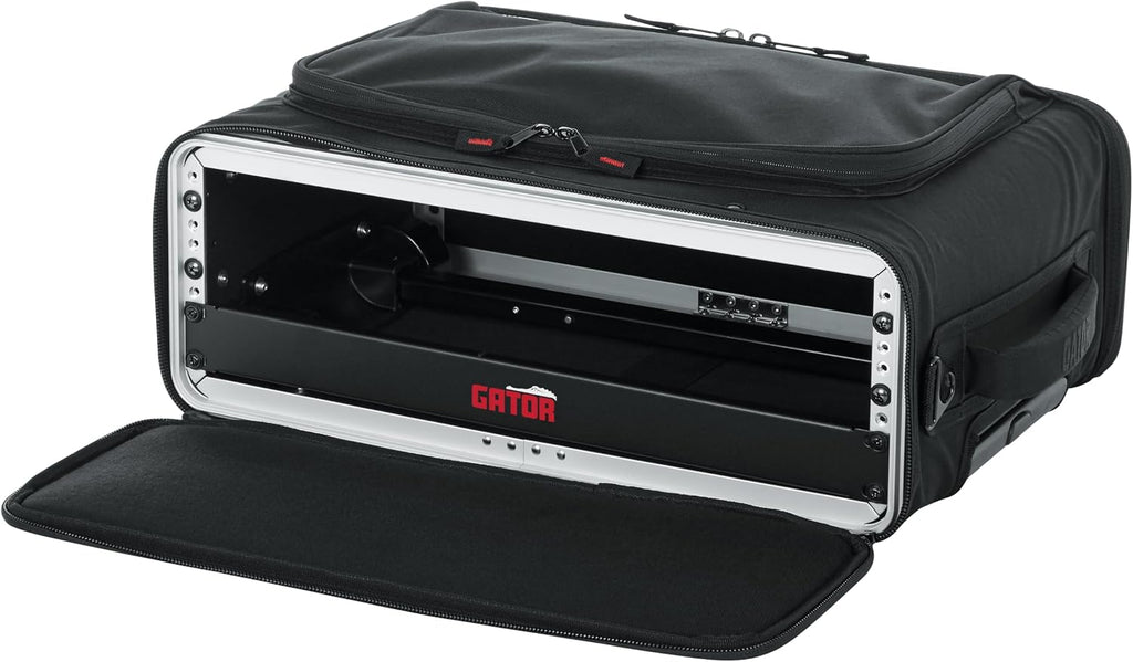 Gator Cases Lightweight Rack Bag with Removable Shoulder Strap, Pull handle, and Wheels, 2U Rack - 12.5' Rackable Depth (GR-RACKBAG-2UW)