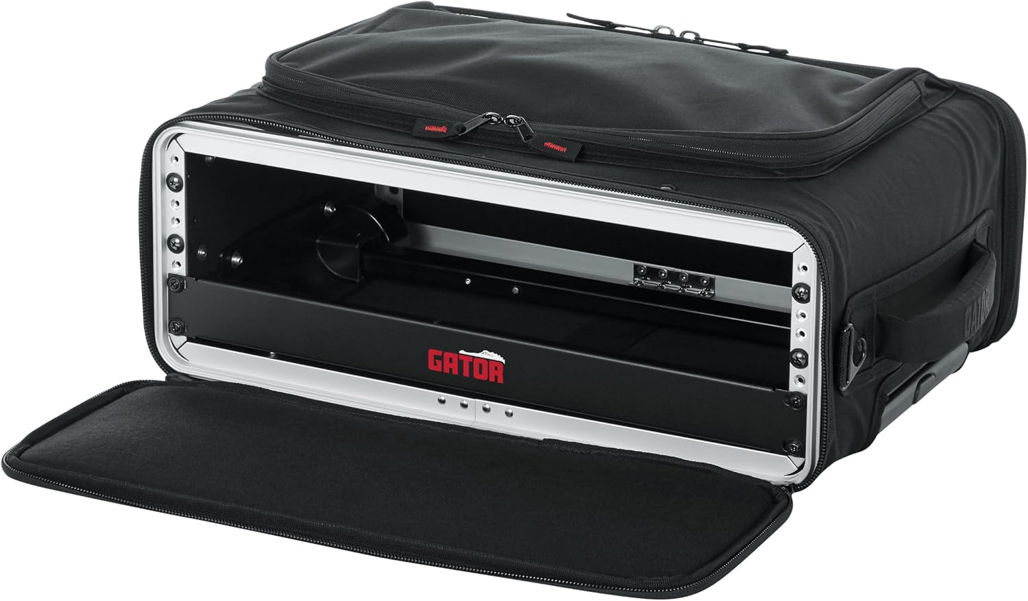 Gator Cases Lightweight Rack Bag with Removable Shoulder Strap, Pull handle, and Wheels, 2U Rack - 12.5' Rackable Depth (GR-RACKBAG-2UW)