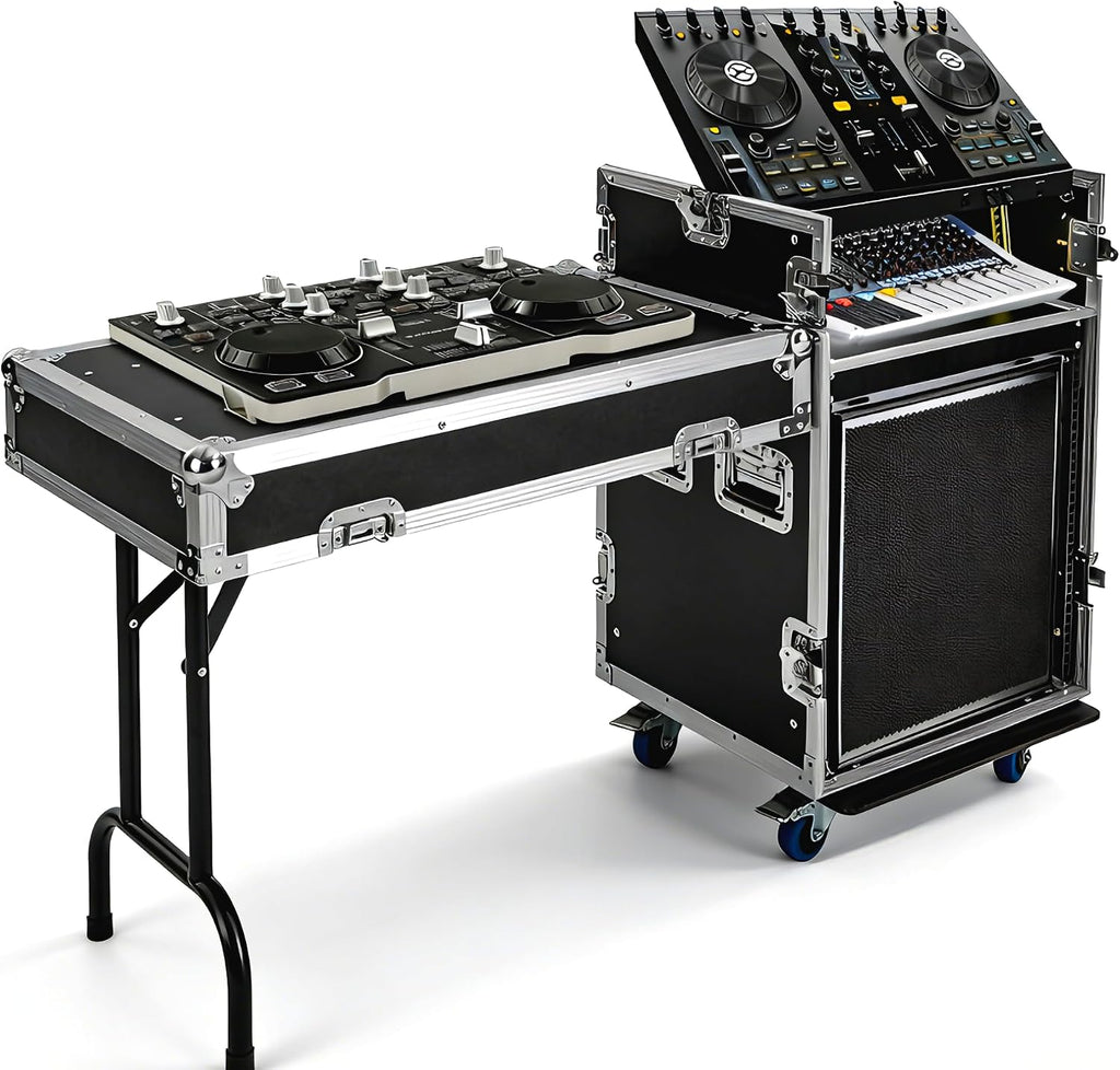 12U PA DJ Rack,PA DJ Cabinet, Network & Stereo Rack with 4 Wheels for Studios, Home Theatres, Ktvs, and Wedding Parties,Pro Tour Grade (12U)