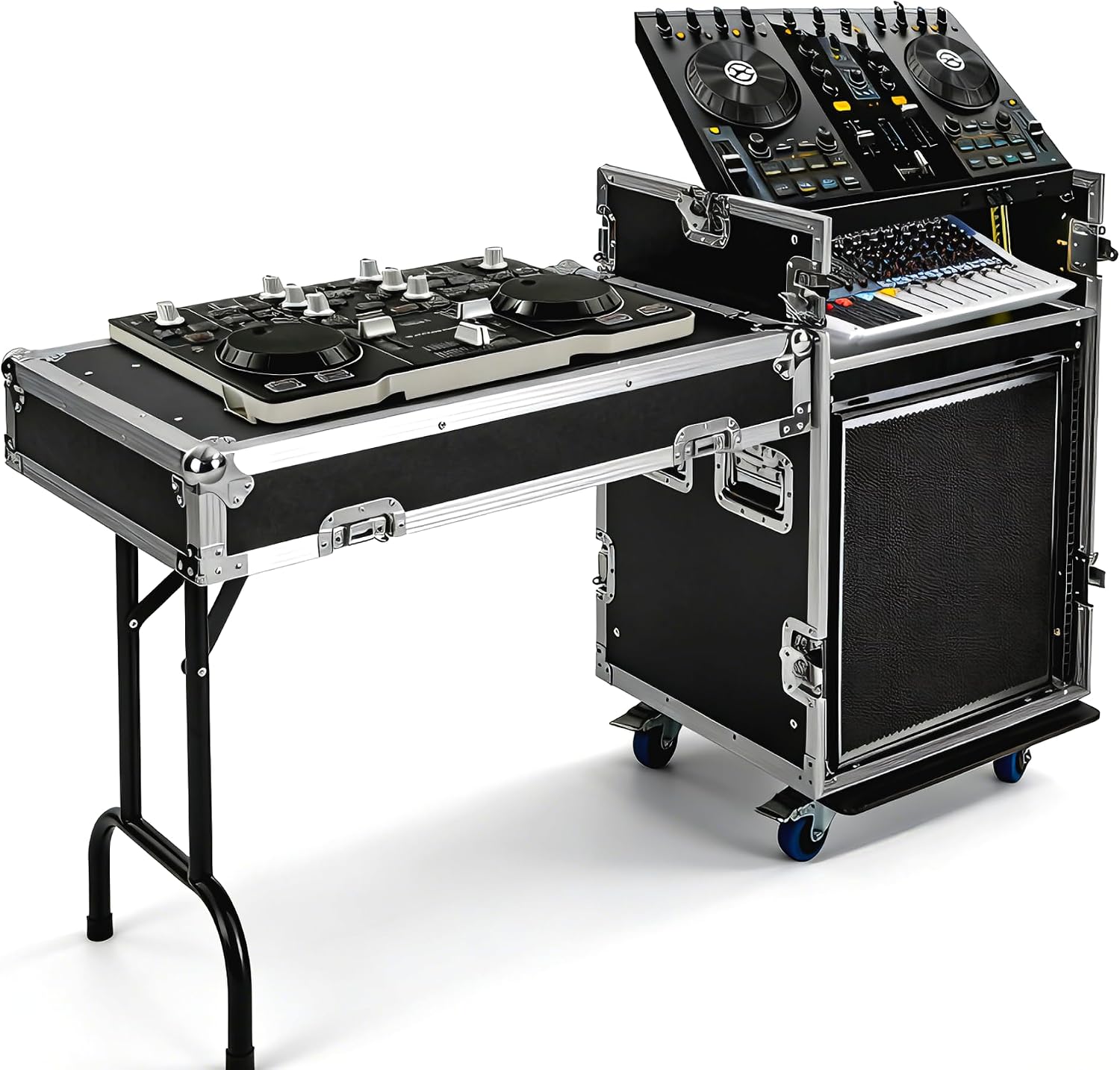 12U PA DJ Rack,PA DJ Cabinet, Network & Stereo Rack with 4 Wheels for Studios, Home Theatres, Ktvs, and Wedding Parties,Pro Tour Grade (12U)