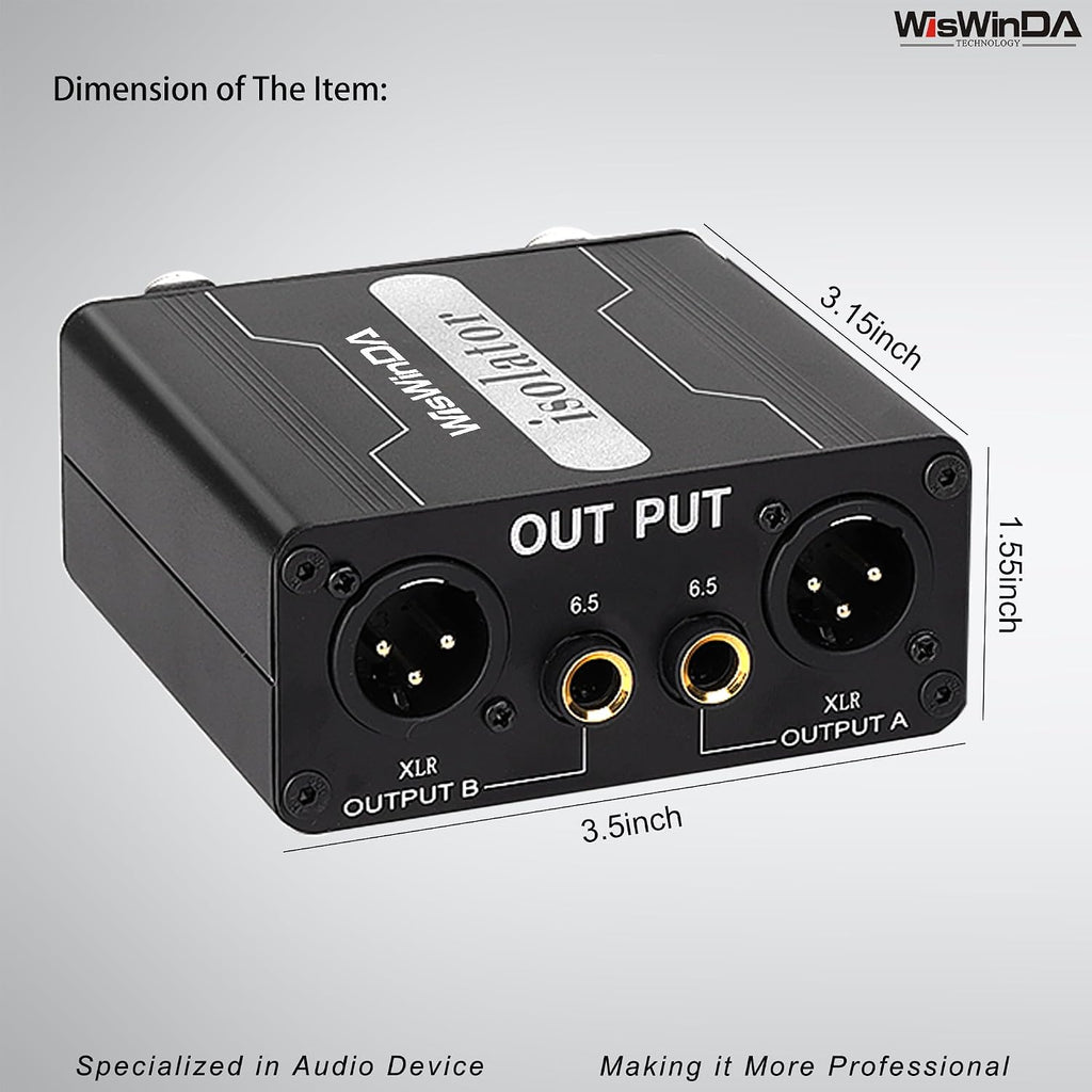 Pro GX200S 2Channels XLR/TS/TRS Passive Hum Eliminator Direct Box for Audio Equipments Ground Loop Isolator Noise Filter for Different Audio Systems Using Situations