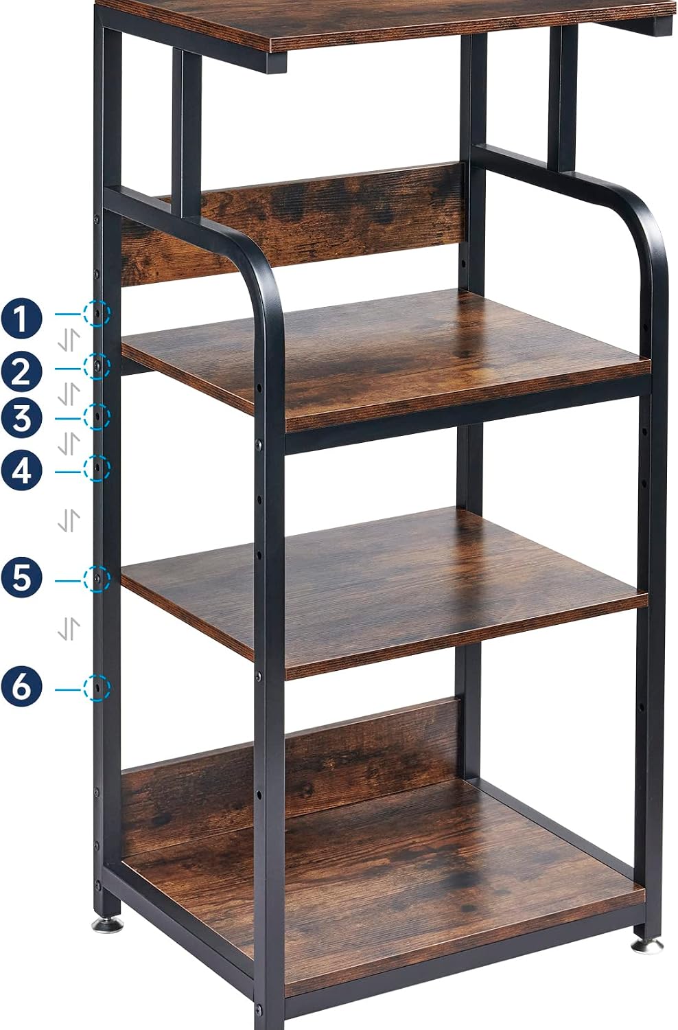 Fannova 4-Tier Printer Stand with Adjustable Storage Shelf, Large Tall Printer Table with Wheels for Home Office Small Spaces Organization, Rustic Brown