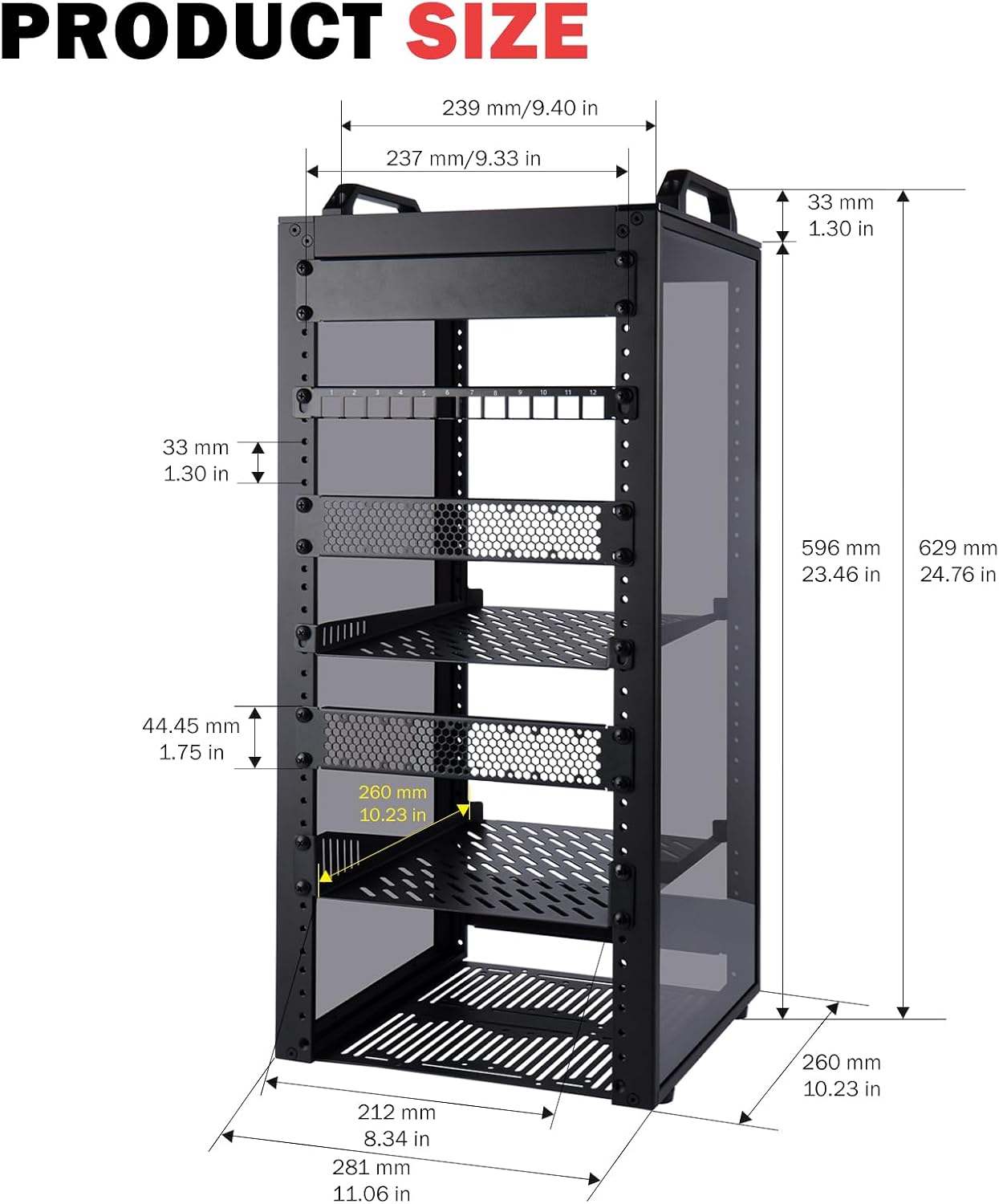 GeeekPi 12U Server Cabinet, 10 inch Server Rack for Network, Servers, Audio, and Video Equipment, DeskPi RackMate T2 Rackmount, 10.23 inch Depth