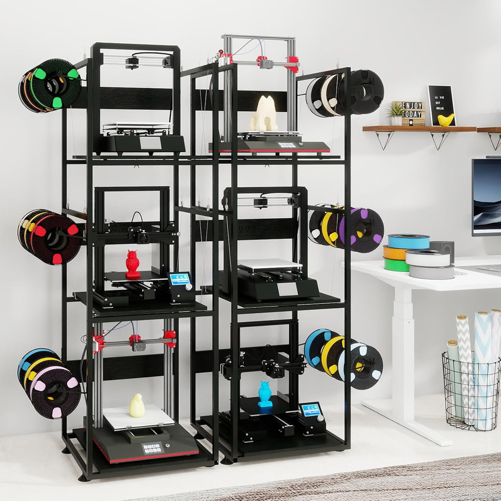 PUNCIA 3-Tier 3D Printer Stand with Filament Storage, Heavy Duty Workbench Rack – Compatible with FDM/SLA, Studio, Workshop, Office Use, Space-Saving Organizer for Multiple Filament Types