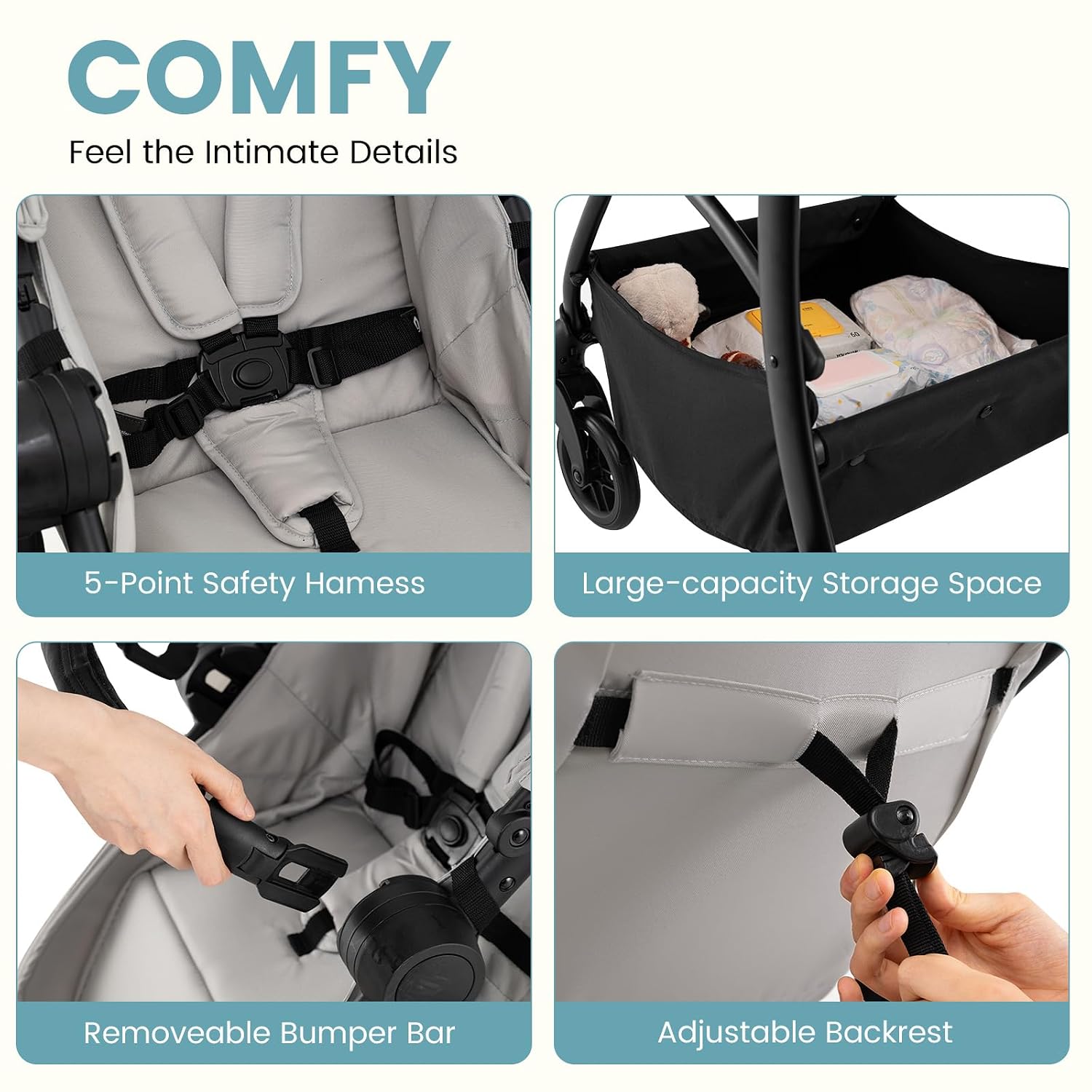 INFANS 2 in 1 Baby Stroller, Convertible Stroller with Bassinet Reversible Seat Adjustable Backrest Canopy One Hand Fold, Compact Toddler Pushchair for Kids Infants Newborns 0-36 Months