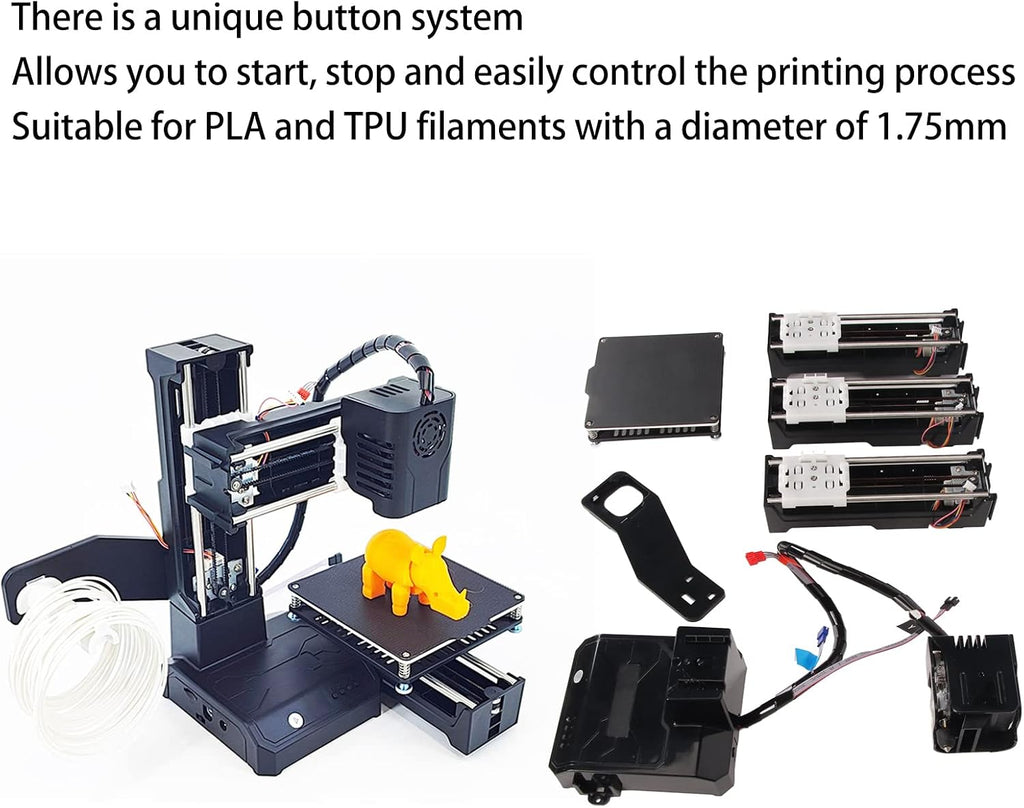 FDM Mini 3D Printer, High Accuracy Improve Spatial Imagination 3D Printer, Quick Assembly Mini 3D Printer for Beginners for Household