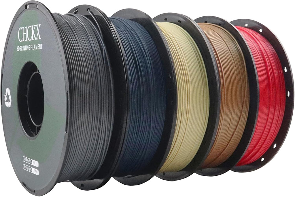 10 Pack PLA 3D Printer Filament Bundle, Dimensional Accuracy +/- 0.02 mm, 1kg Spool(2.2lbs), 1.75 mm，Black White Grey Red Green Blue Yellow Brown Lemon Green Ice Cream