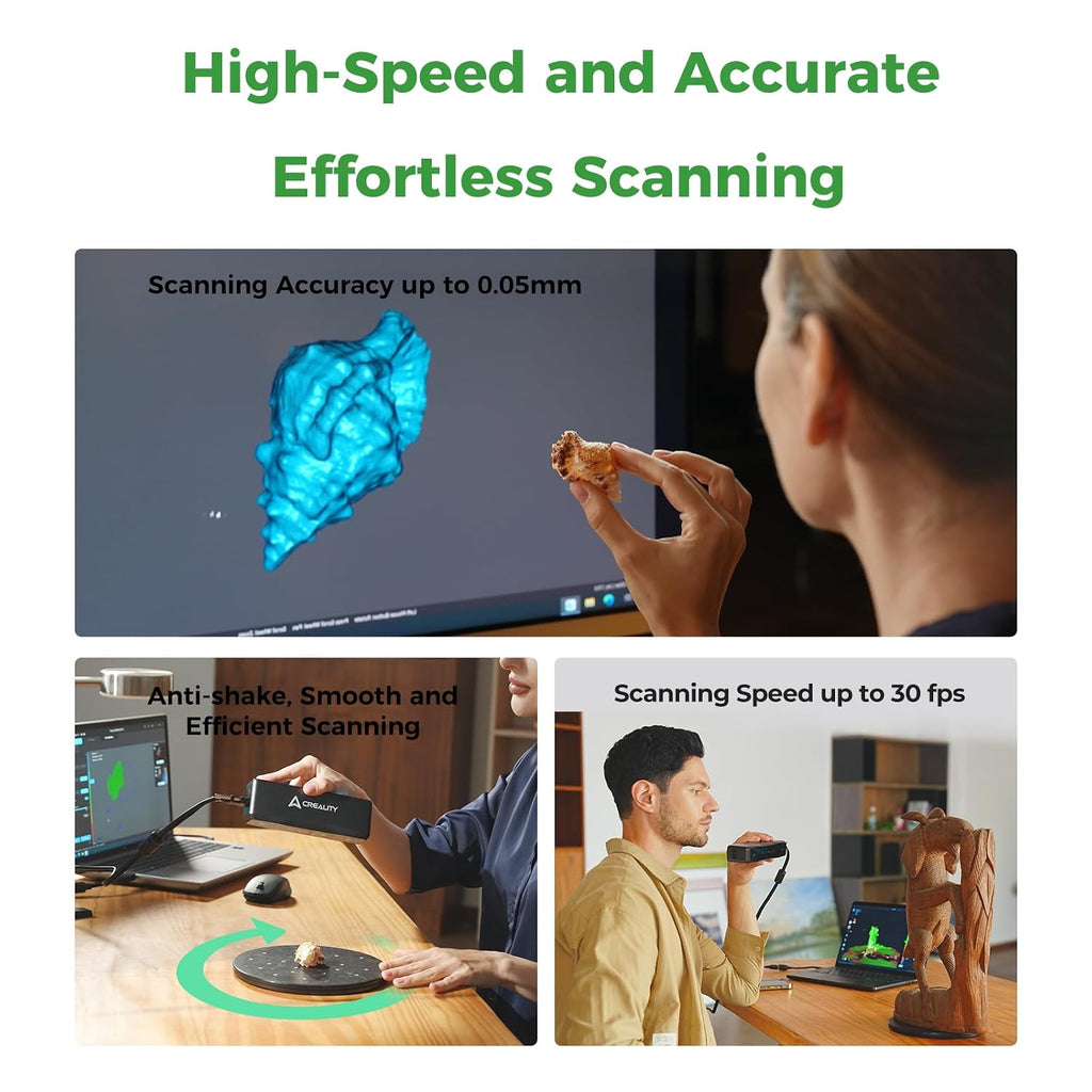 Creality 3D Scanner Otter Lite, Handheld Wireless Scanner with 0.05mm Accuracy, Anti-Shake Tracking, Up to 30FPS Scanning Speed