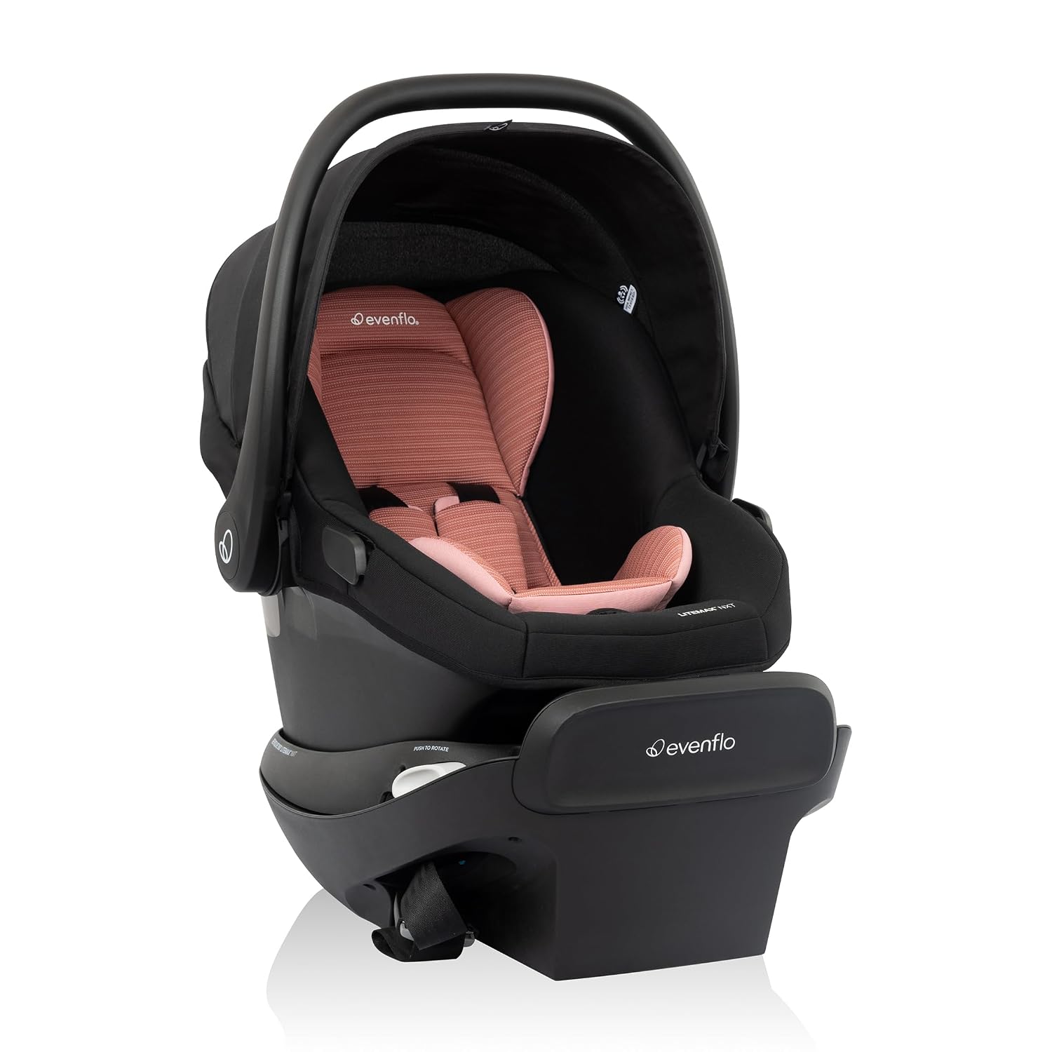 Evenflo Revolve180 LiteMax NXT Rotating Rear-Facing Lightweight Preemie and Infant Car Seat 3-30lbs. Easy Install with Base (Rose Pink)