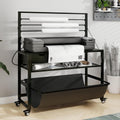 Natwind Wide Format Printer Stand, Plotter Workbench Table with Pull-Out Drafting Storage, Roll Paper Holder, Accessory Drawer, Adjustable Storage Shelf for Plotters and Cutting Machines (Black)