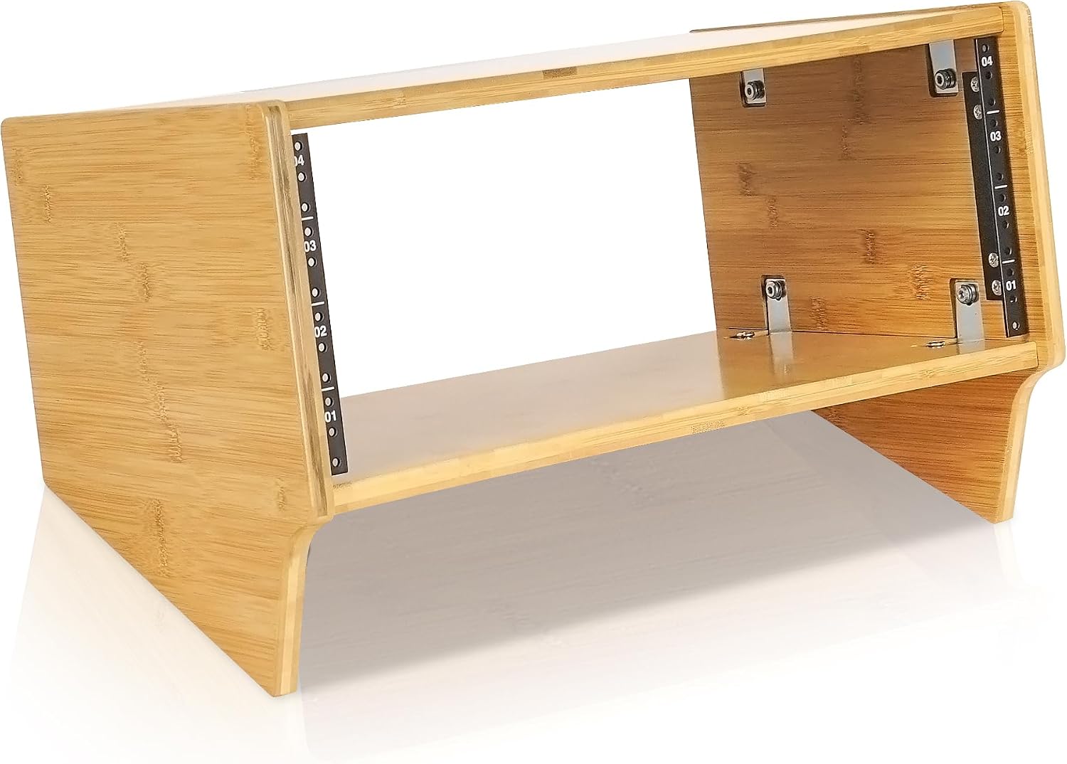 Sound Town DIY 4U Angled Desktop Turret Studio Rack, Solid Carbonized Bamboo, Assembly Required (STBR-4SL)