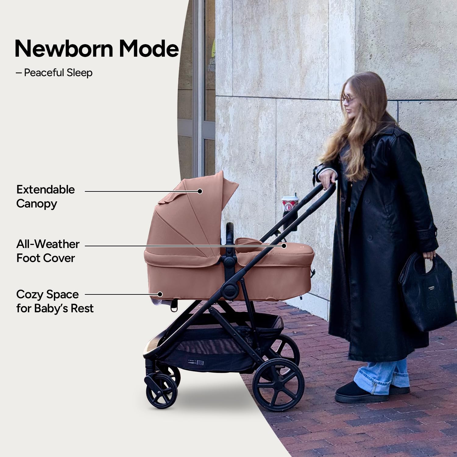 Mompush Wiz Pro 2-in-1 Baby Stroller, Full-Size All-Terrain Premium Stroller with Newborn Mode and Reversible Seat, Snack Tray Included, Large UPF 50+ Canopy & Storage Basket