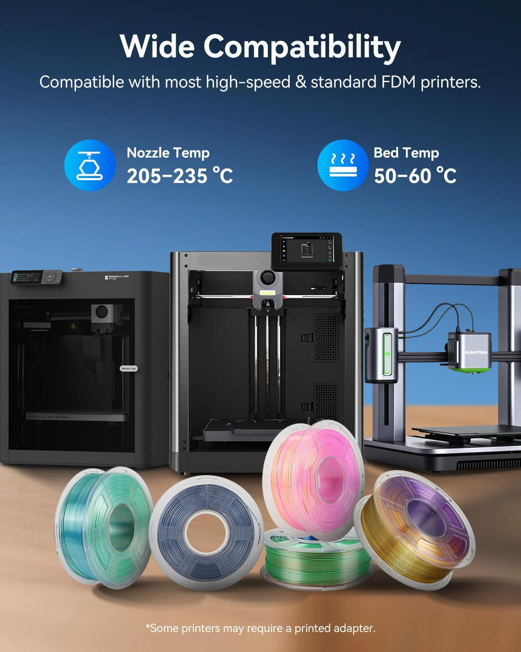 JAYO Silk Dual & Tri Color PLA Filament 1.75mm 10 Pack, Shiny Multicolor 3D Printer Filament Bundle, Blue-Green-Purple, Red-Yellow-Green & More, 1.1kg Spool Each, Compatible with Most FDM Printers