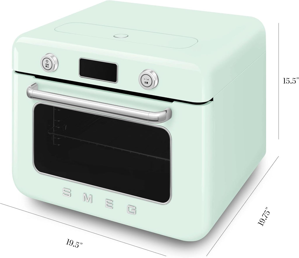 SMEG COF01Countertop Combi Oven - Multi-Function Grill, Air Fry, Steam, Bake, Convection, Defrost, and Warm, 10 Cooking Functions - Made In Italy (Pastel Green)