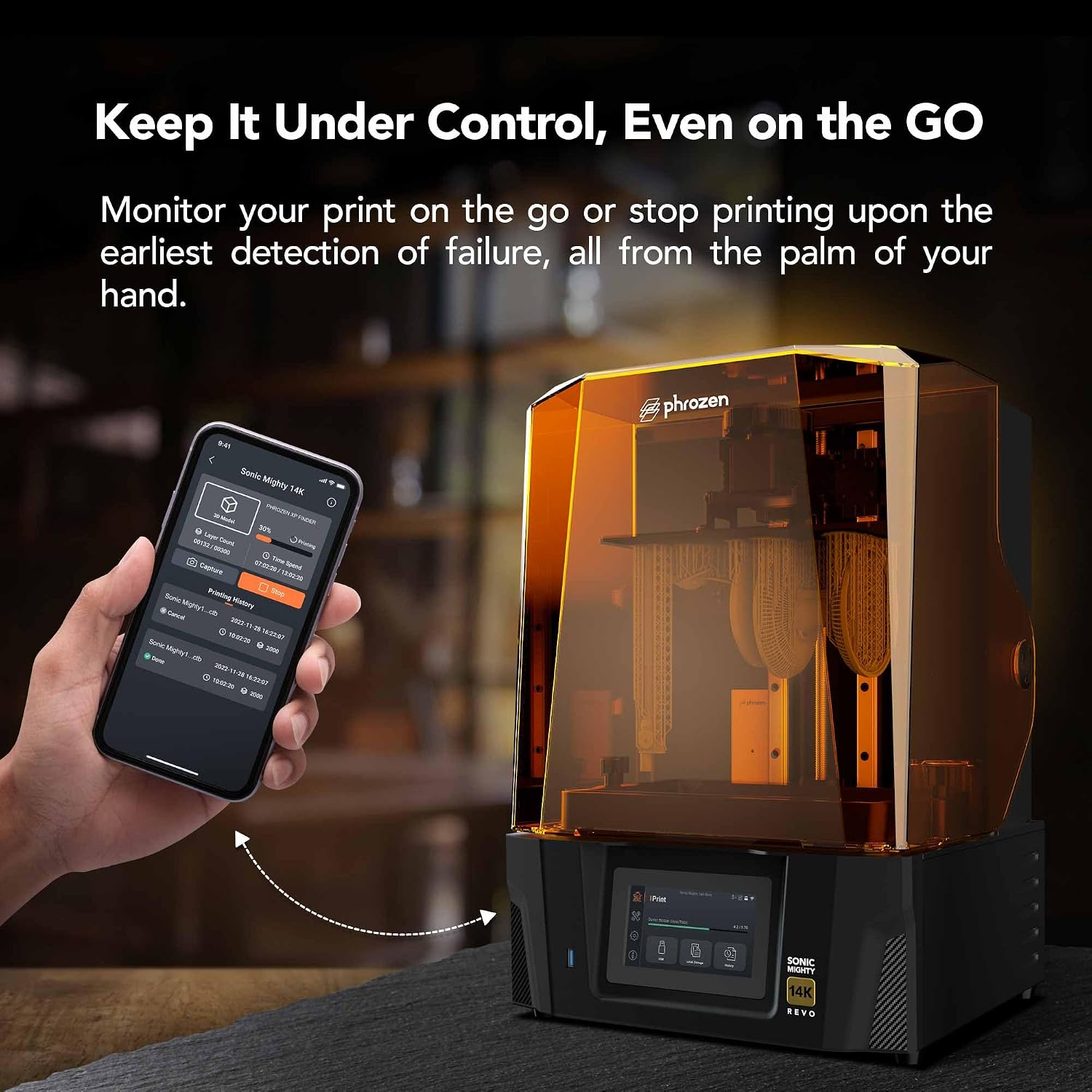 phrozen Sonic Mighty Revo 14K LCD Resin 3D Printer, 10.1' Monochrome LCD, Tabletop 3D Printer with 16.8*24.8µm XY Resolution, 8.8*5.0*9.3 Inch Printing Volume for Models, Miniatures & Action Figures