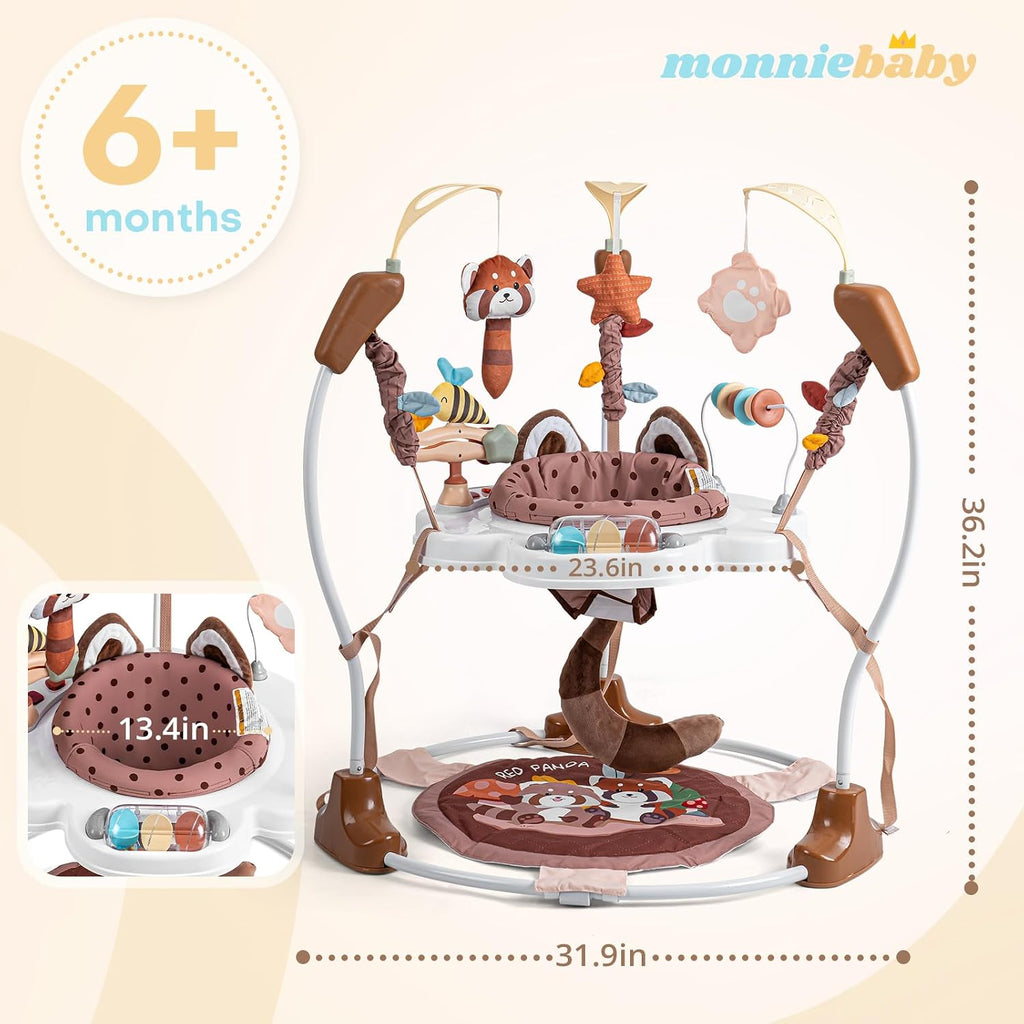 Baby Activity Center, Baby Jumper Activity Center with Music, Interactive Toys, 360° Rotating Seat, 3 Adjustable Heights, Infant Activity Jumper for 6+ Months (Red Panda)