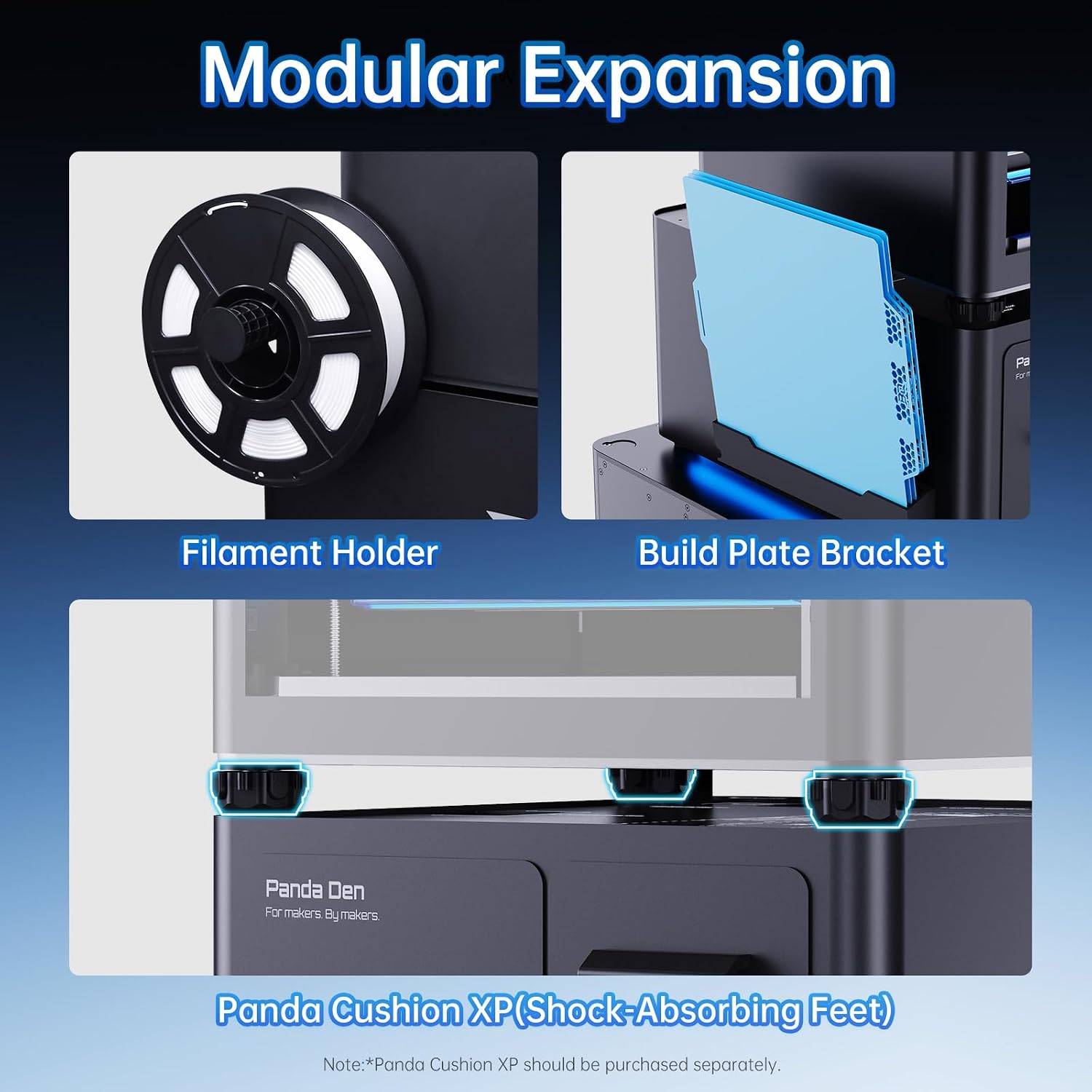 BIQU Panda Den Filament Waste Collection + Dual-Drawer Tool Organizer for Bambu-Lab P1P/P1S/X1C/X1E/A1/A1 Mini 3D Printers