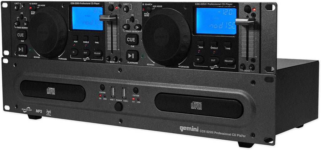 Audiosavings Bundle: CDX-2250i Pro DJ Dual Two Deck Rack Mount CD/MP3 Media Player w/USB Bundle with Rockville RDF9U 1U 15A Rack Mount DJ Pro Audio Power Supply Strip w/USB Charging (2 Items)