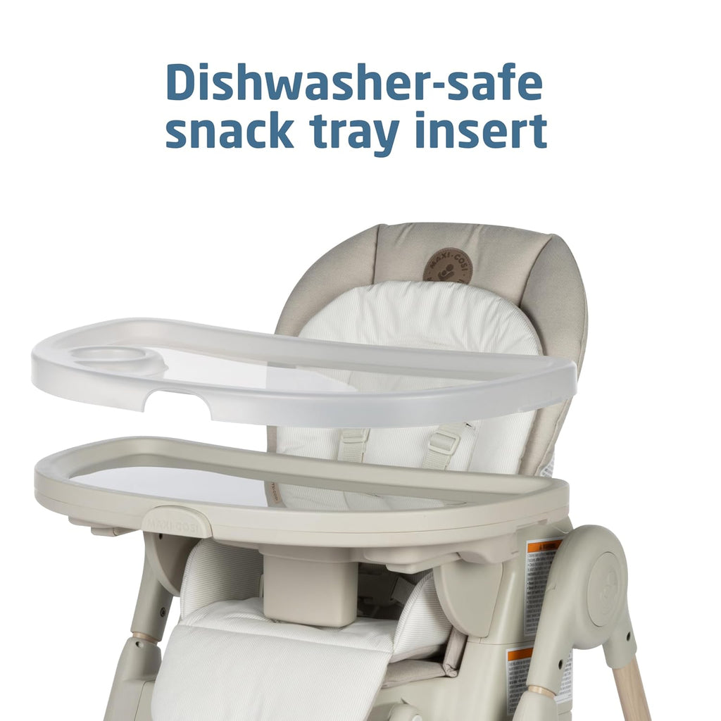 Maxi-Cosi Minla 6-in-1 High Chair for Babies & Toddlers, Portable Foldable Highchair, EcoCare Fabric, 9 Heights, 5 Reclines, 4 Tray Positions, Classic Oat