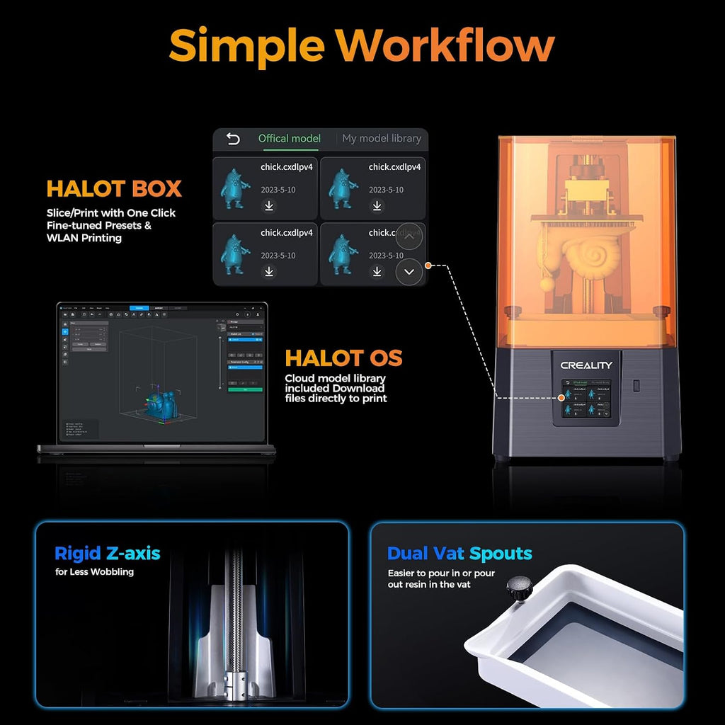 Creality 3D Printer HALOT R6 Resin 3D Printers:Upgraded Light Source with High-Precision Printing LCD Monochrome Screen,Easy Operation No Assembly Required for Kids and Beginner