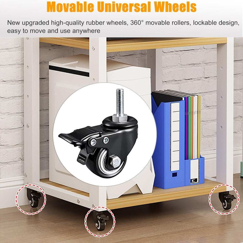 7-tier Av Media Stand, Audio Rack With Adjustable Shelves, Stereo Racks And Stands With Wheels, Stereo Rack For Home, Office, Theater(B)
