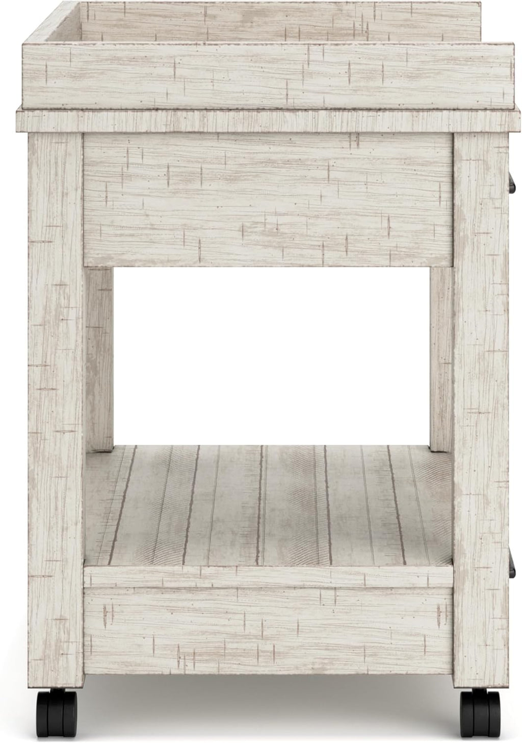 Signature Design by Ashley Carynhurst Rustic Farmhouse Printer Stand with Casters, Whitewash