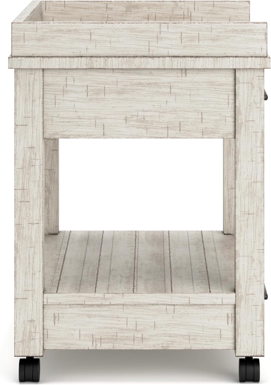Signature Design by Ashley Carynhurst Rustic Farmhouse Printer Stand with Casters, Whitewash