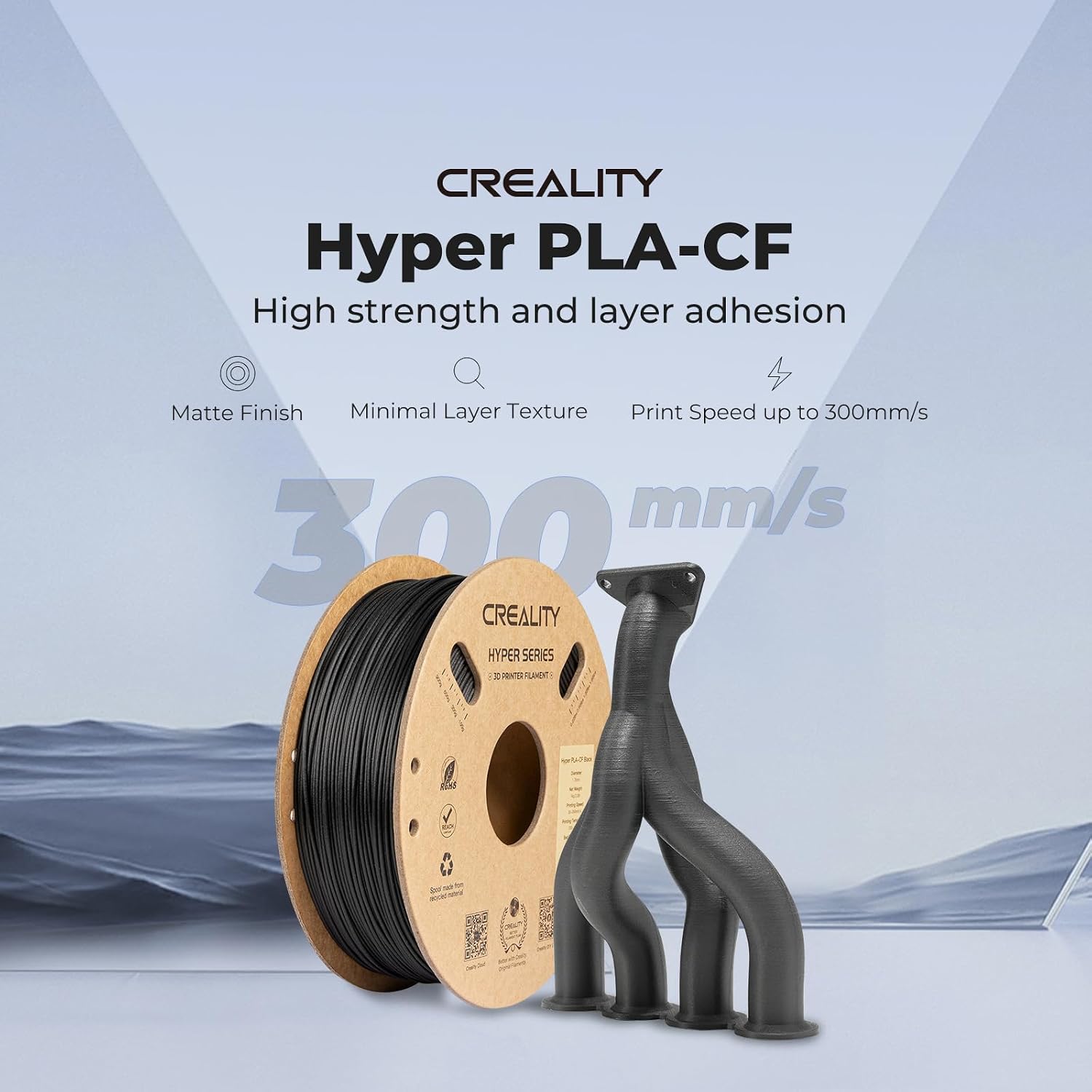 Creality Carbon Fiber Filament 1.75mm Bundle 5KG for K1C, 3D Printer Hpyer PLA-CF Filament Bundle for High Speed 50-300mm/s, Black+Dark Green+Greyish Yellow+Ochre+Purple