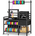 3D Printer Stand with Filament Storage – Tall 66' Heavy Duty Metal 3D Printer Table with Power Hub, Drawer & X-Bracket Stability for Workshop, Studio, Office