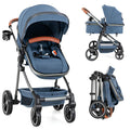 INFANS 2 in 1 Baby Stroller, Newborn Convertible Stroller Bassinet for Infant, Foldable High Landscape Shock Absorption with Reversible Seat, Aluminum Structure for Toddler Pushchair 0-36 Month