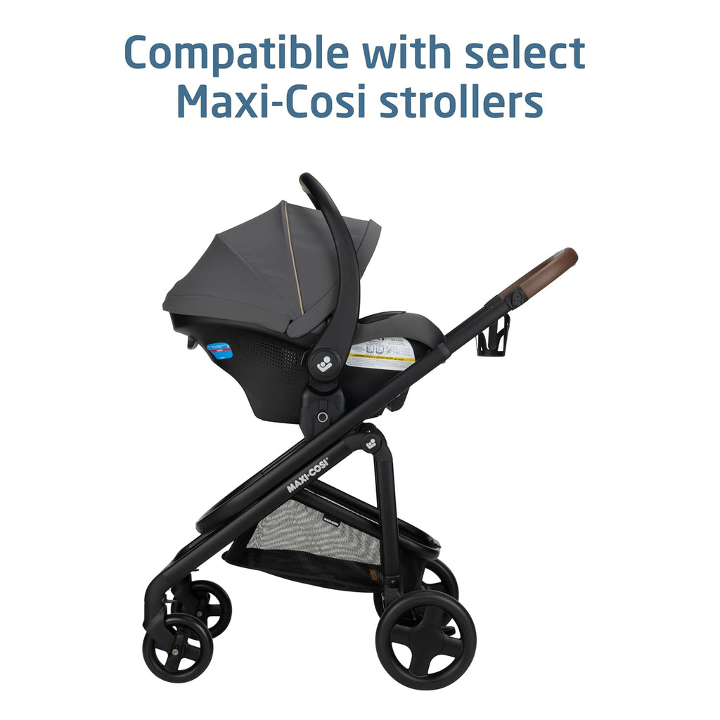 Maxi-Cosi Mico Pro Infant Car Seat, Baby Travel Seat with Adjustable Base, Stroller-Ready, Easy-Install Latch, Lightweight Design, Fits 4–30 lbs, Sea Salt