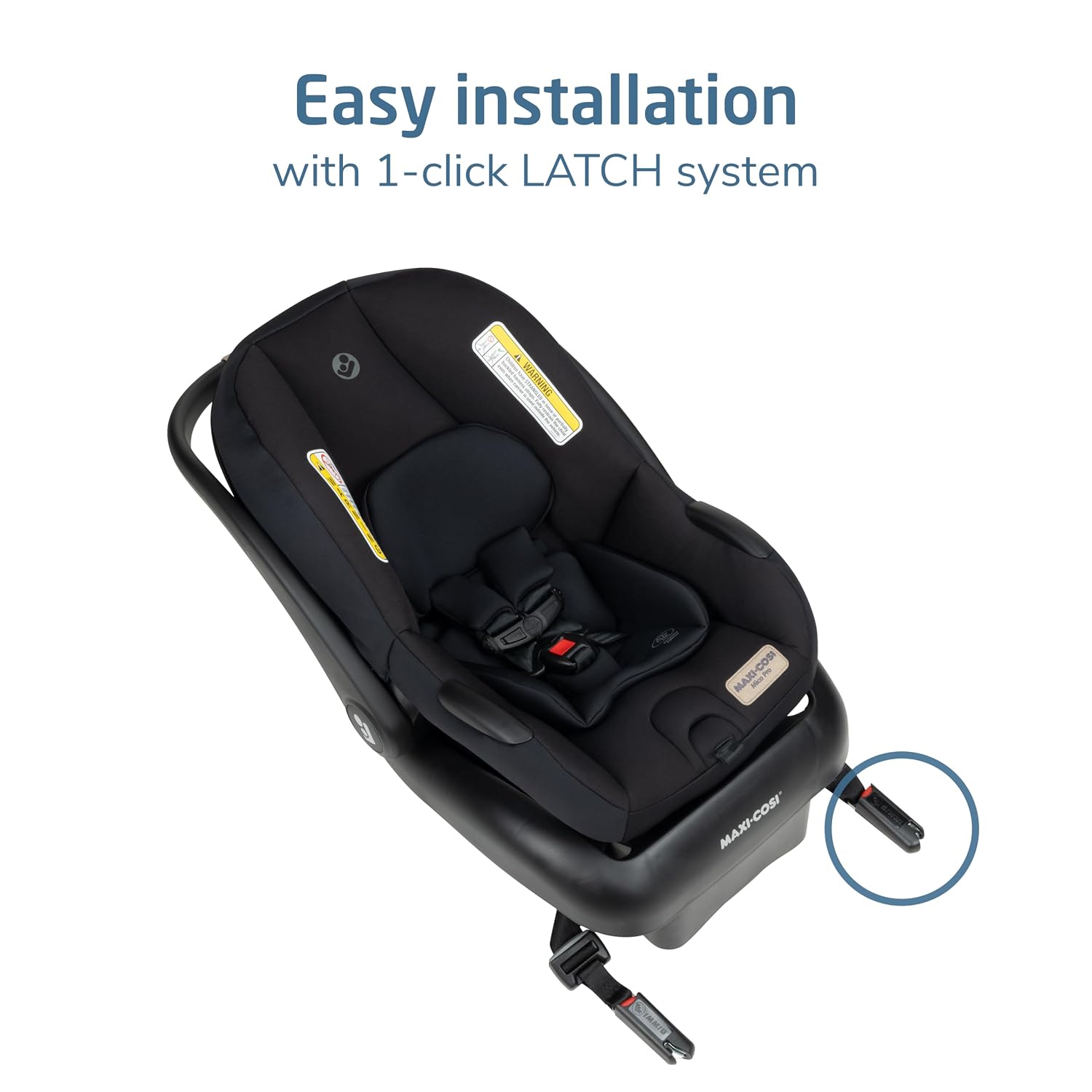 Maxi-Cosi Mico Pro Baby Infant Car Seat, Ventilated Chair Design, Soft Headrest Pad, Easy-Install Latch, Adjustable Belt Guide, 3-Position Base, Stroller-Ready, Fits 4-30 lbs, up to 32 in, Sea Shadow