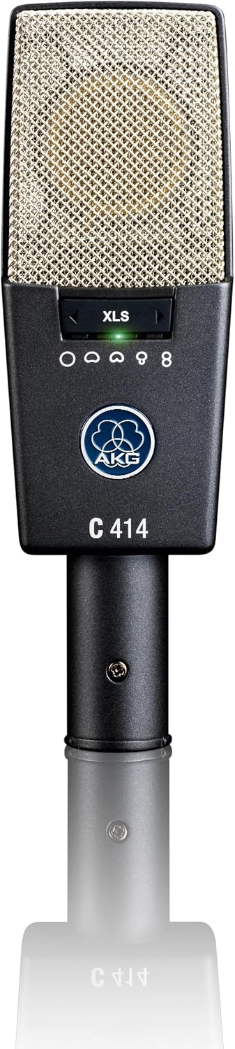 AKG Pro Audio C414XLS Pair Studio Grade Professional Large Diaphragm, Dual Capsule, Multi-Pattern, Vocal & Instrument Condenser Microphone with Aluminum Carrying Case. XLR Connector. Gray with Gold.