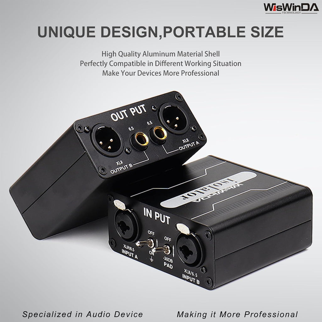 Pro GX200S 2Channels XLR/TS/TRS Passive Hum Eliminator Direct Box for Audio Equipments Ground Loop Isolator Noise Filter for Different Audio Systems Using Situations