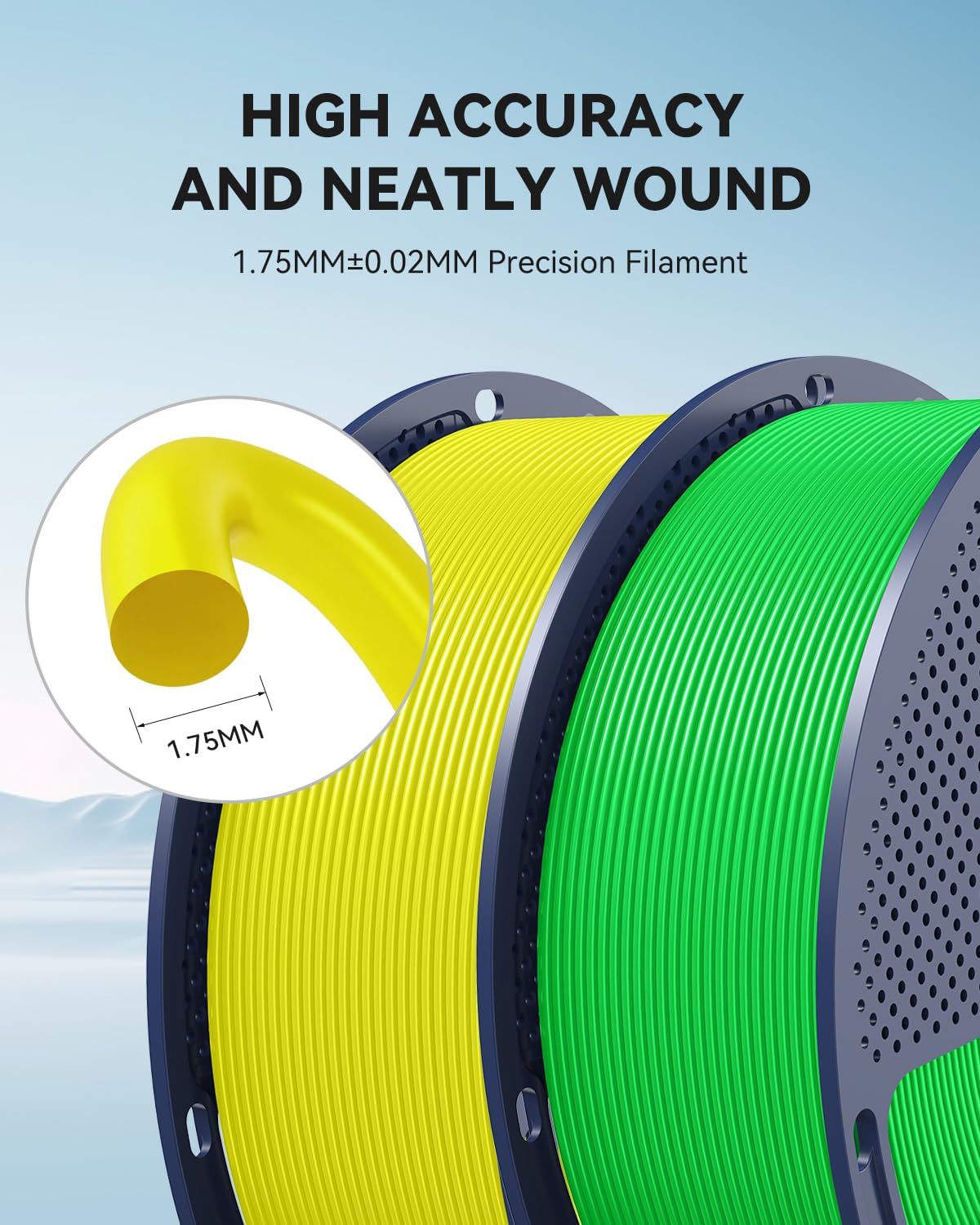 SUNLU 3D Printer Filament Bundle, PLA Plus2.0 Filament 10KG 1.75mm, Neatly Wound Filament for Most 3D Printer, 10 Colors, 1kg Spool, Black+White+Grey+Red+Blue+Green+Yellow+Orange+Pink+Olive Green