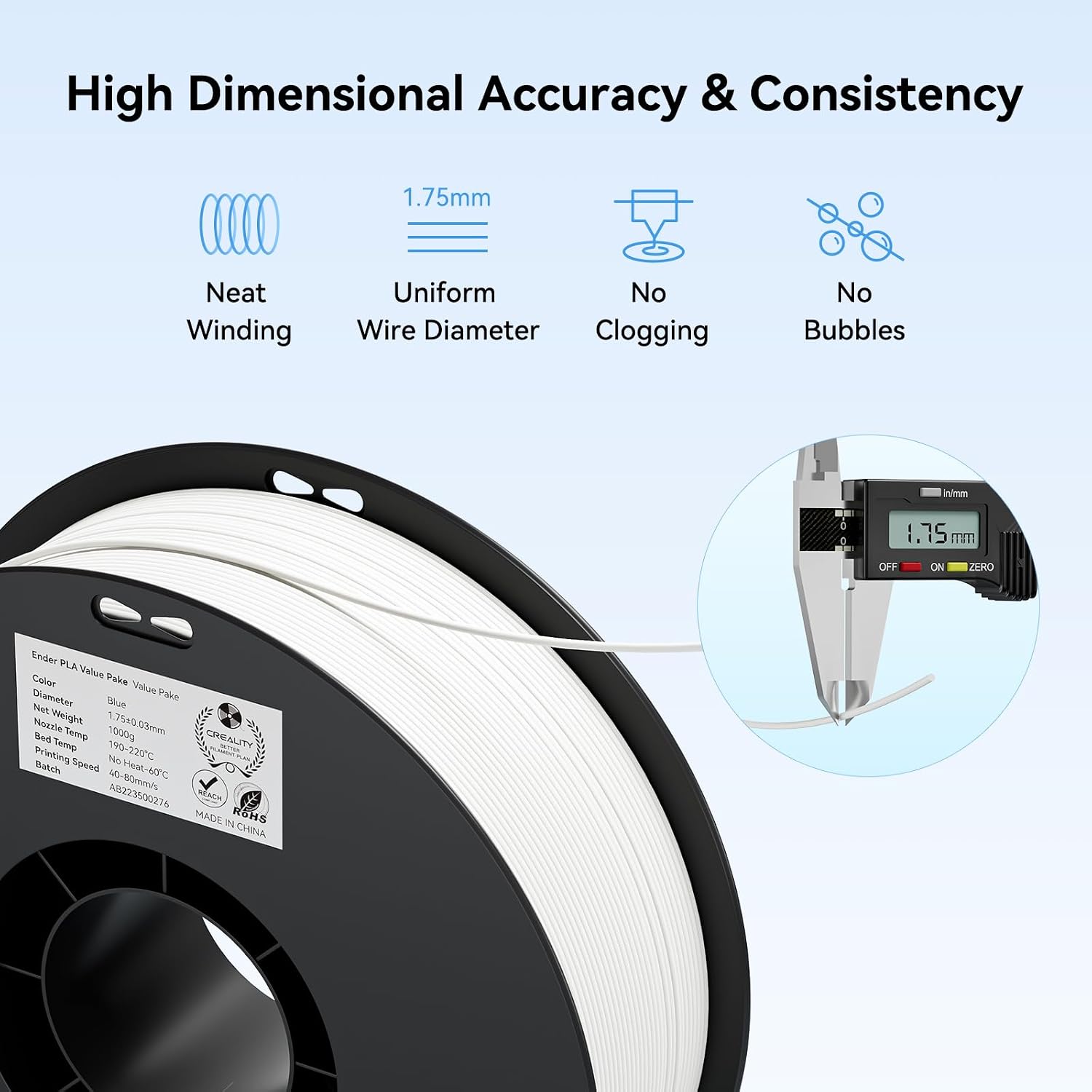 Creality Ender 3 V3 Plus 3D Printer Bundle with PLA Filament 1.75mm 4 Packs（4 White）