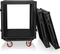 Sound Town Black Series Shock Mount 12U ATA Plywood Rack Case with 21' Rackable Depth, All-Black Anodized Hardware and Casters, Pro Tour Grade (STRC-SPB12UW)
