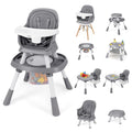 INFANS 9 in 1 High Chair, Convertible Baby Highchair for Babies and Toddlers, Table and Chair Set Building Block Infant Dining Booster Seat, Kids Stool with Activity Children Play Kitchen (Grey)