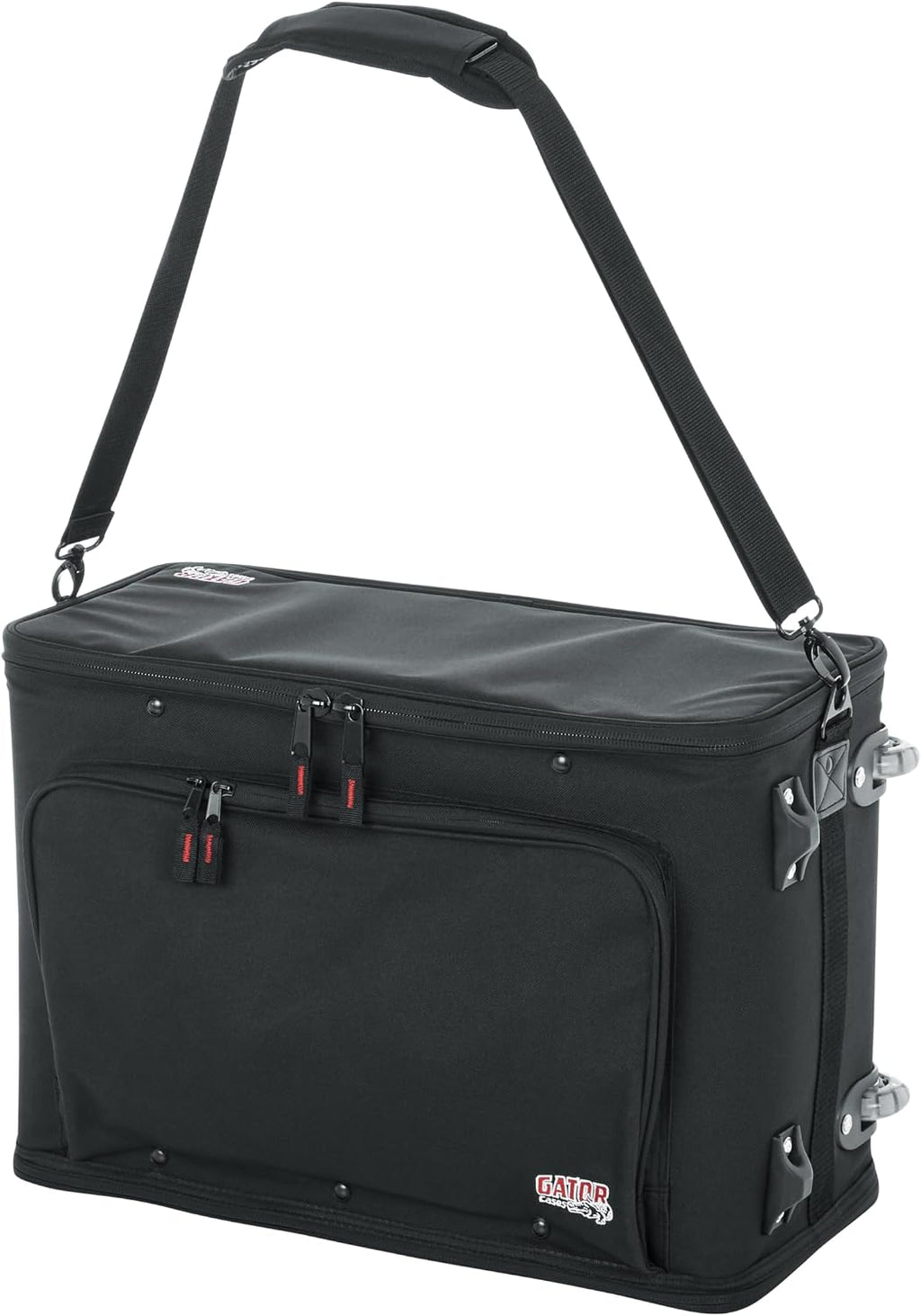 Gator Cases Lightweight Rack Bag with Removable Shoulder Strap, Pull handle, and Wheels, 3U Rack - 12.5' Rackable Depth (GR-RACKBAG-3UW)