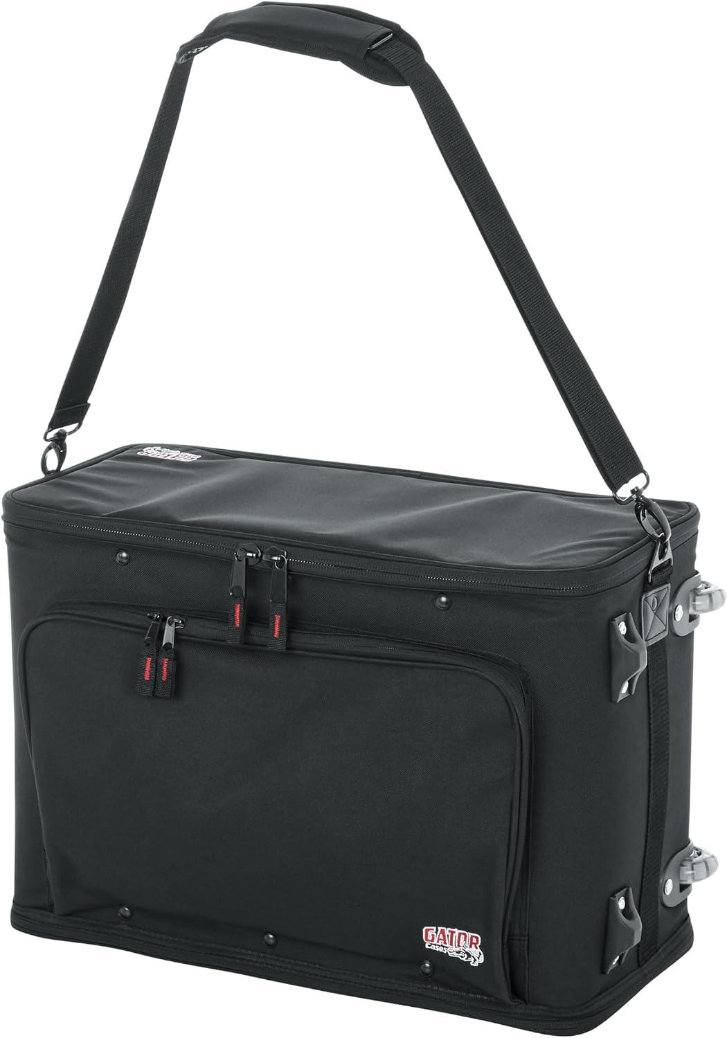 Gator Cases Lightweight Rack Bag with Removable Shoulder Strap, Pull handle, and Wheels, 3U Rack - 12.5' Rackable Depth (GR-RACKBAG-3UW)
