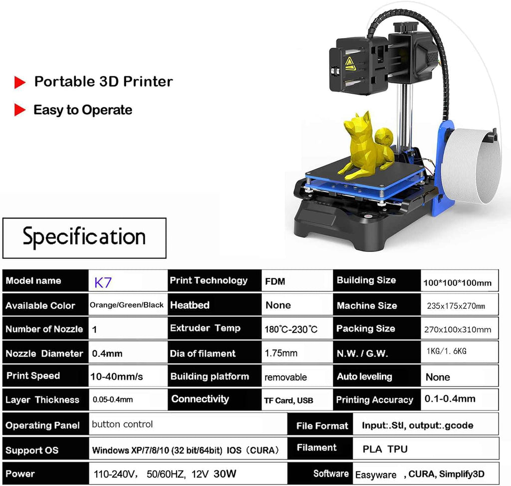 EasyThreed Printing Machine for Kids Mini Desktop 100x100x100mm Print Size No Heated Bed One-Key Printing with TF Card PLA Sample Filament for Beginners Household Education