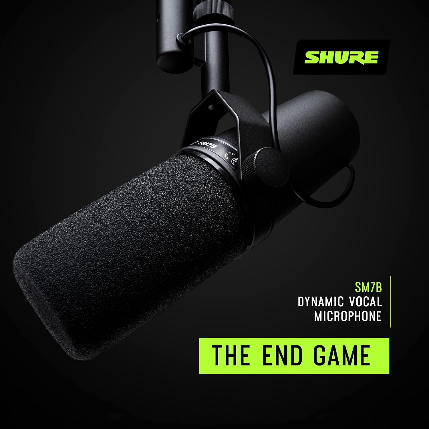 Shure SM7B Dynamic Studio Microphone - XLR Mic for Podcasting, Streaming, Vocal Recording & Broadcasting, Wide Frequency Range, Smooth Warm Audio, Detachable Windscreen, Black
