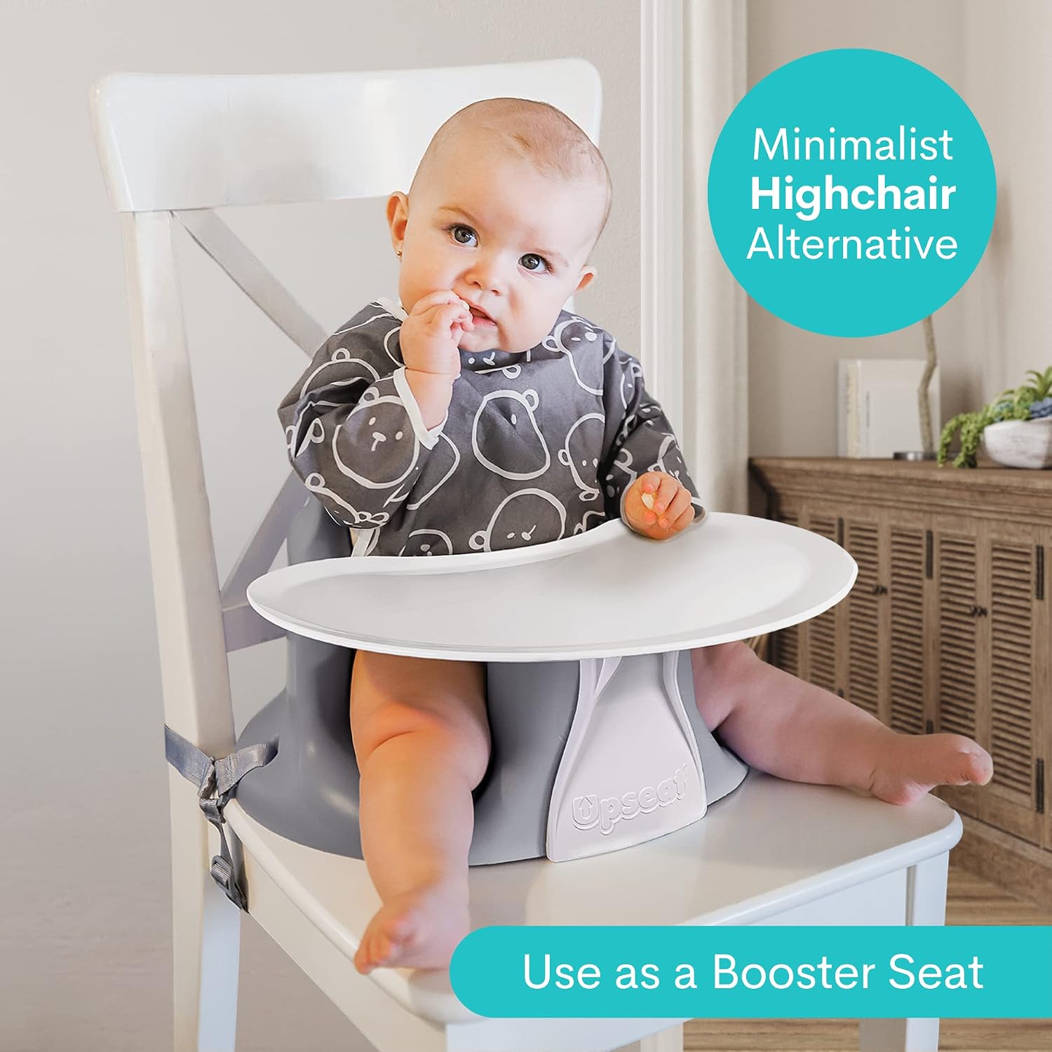 Upseat Ergonomic Baby Seat + Splat Mat, Waterproof, Soft, Spill & Mess Containment Bundle