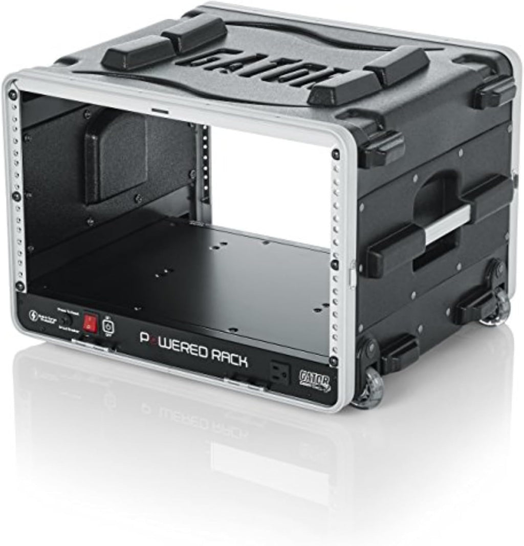 Gator Cases Lightweight Molded 4U Rack Case with Built-in Power Supply,Retractable Tow Handle,19.25' Depth, 6U (GRR-6PL-US)