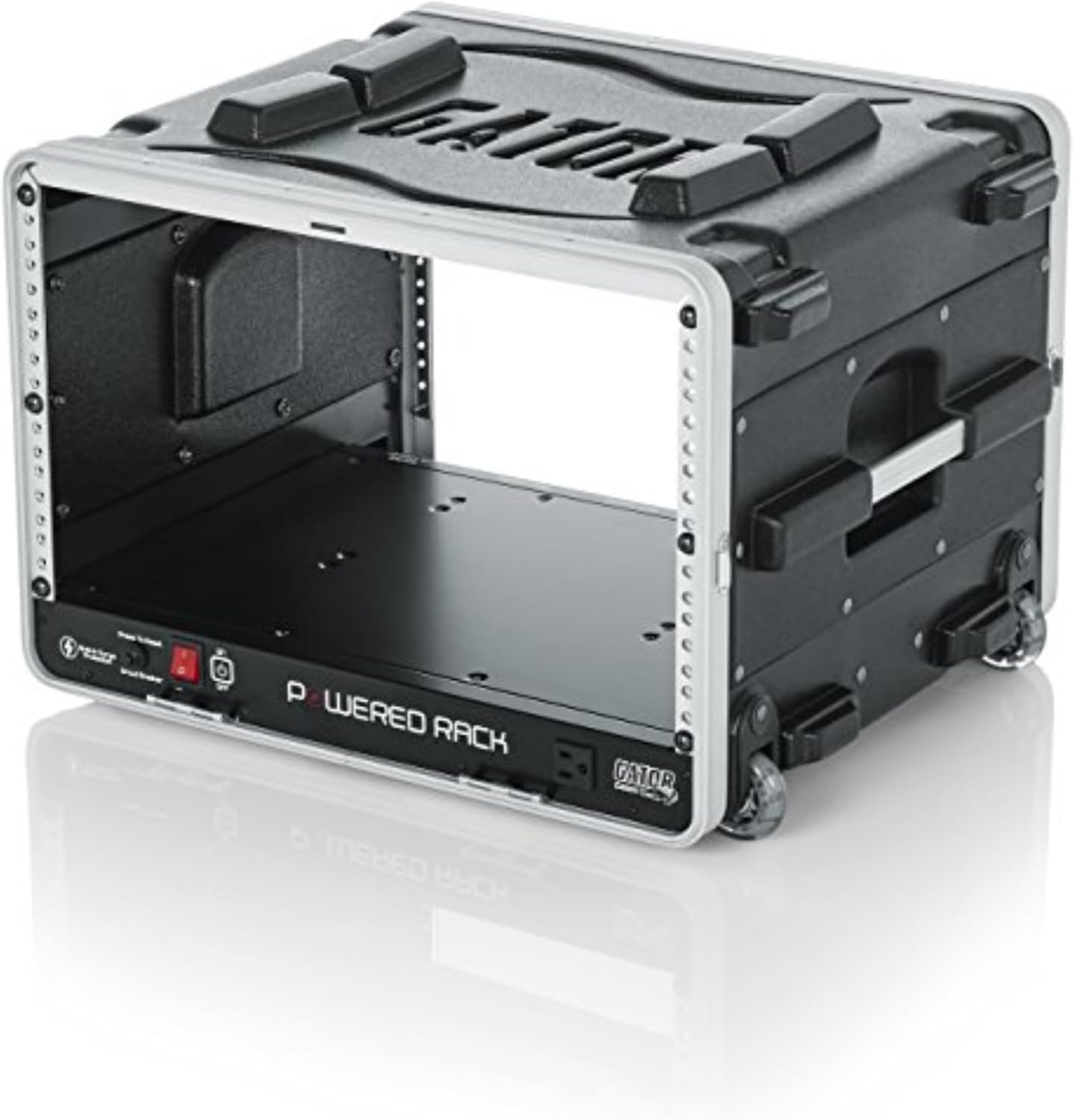 Gator Cases Lightweight Molded 4U Rack Case with Built-in Power Supply,Retractable Tow Handle,19.25' Depth, 6U (GRR-6PL-US)