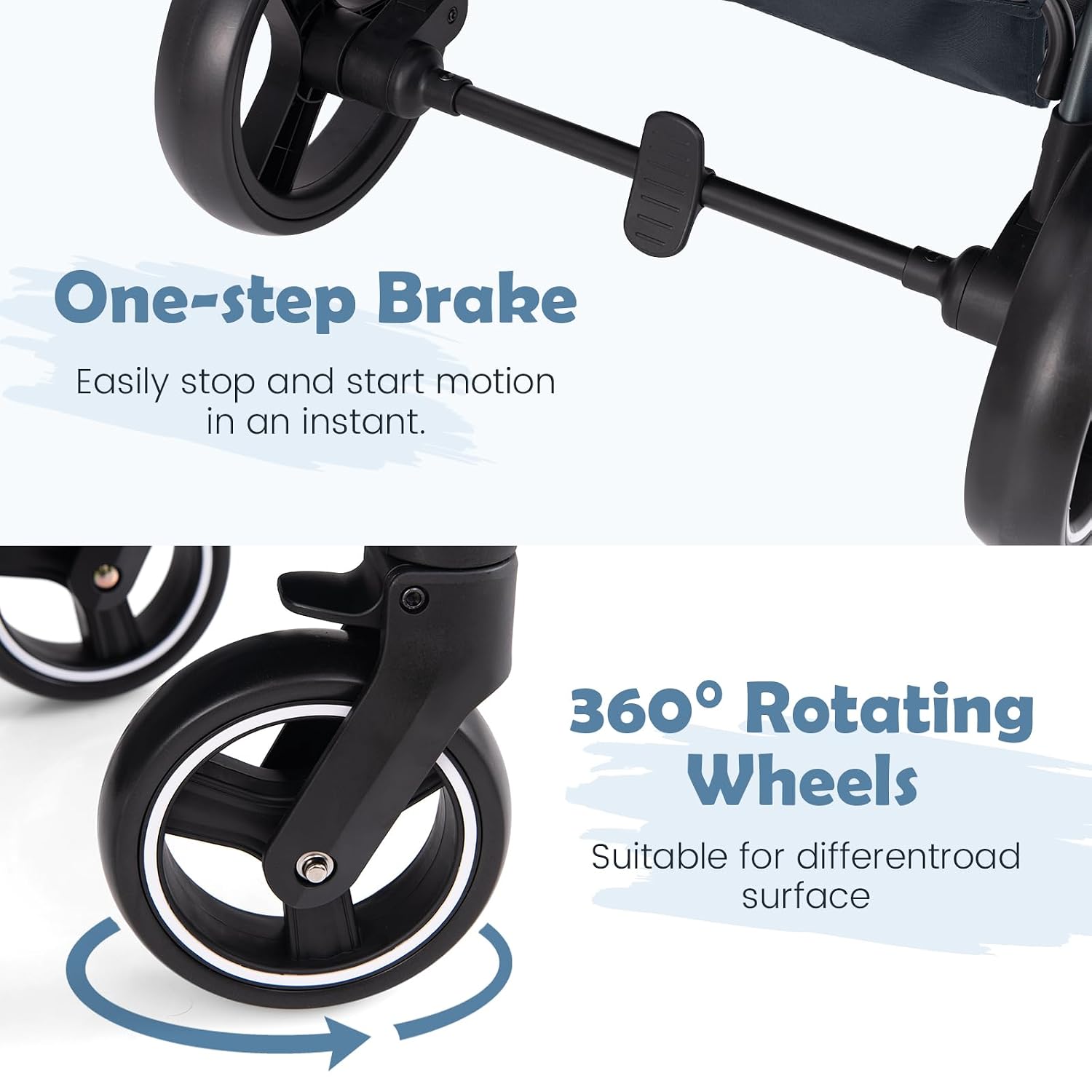 INFANS 2 in 1 Baby Stroller, Newborn Convertible Stroller Bassinet for Infant, Foldable High Landscape Shock Absorption with Reversible Seat, Aluminum Structure for Toddler Pushchair 0-36 Month