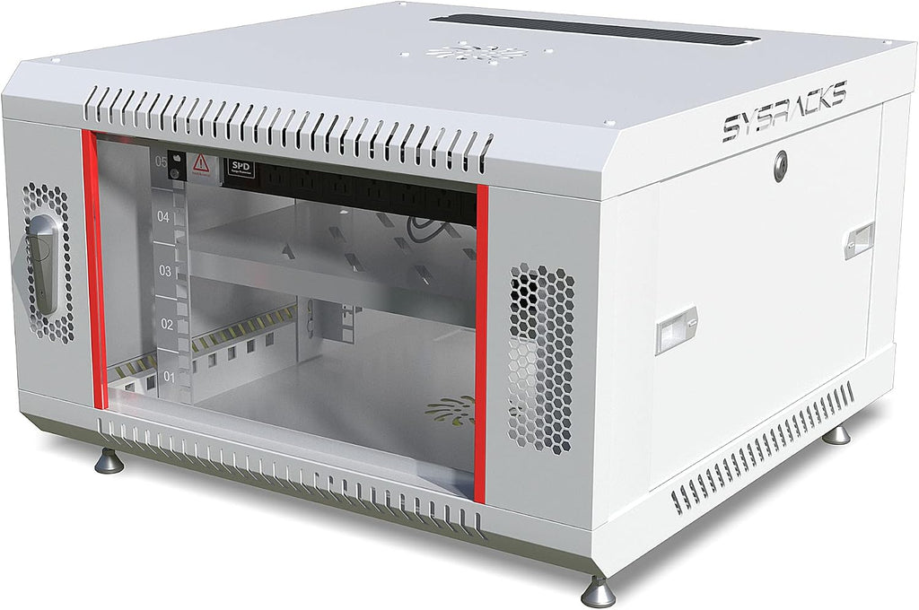 6U Wall Mount Server Rack Cabinet 24' Deep, 19' Network & AV Enclosure for Home Lab with Fan, PDU, 1 Shelf, Locking Glass Door